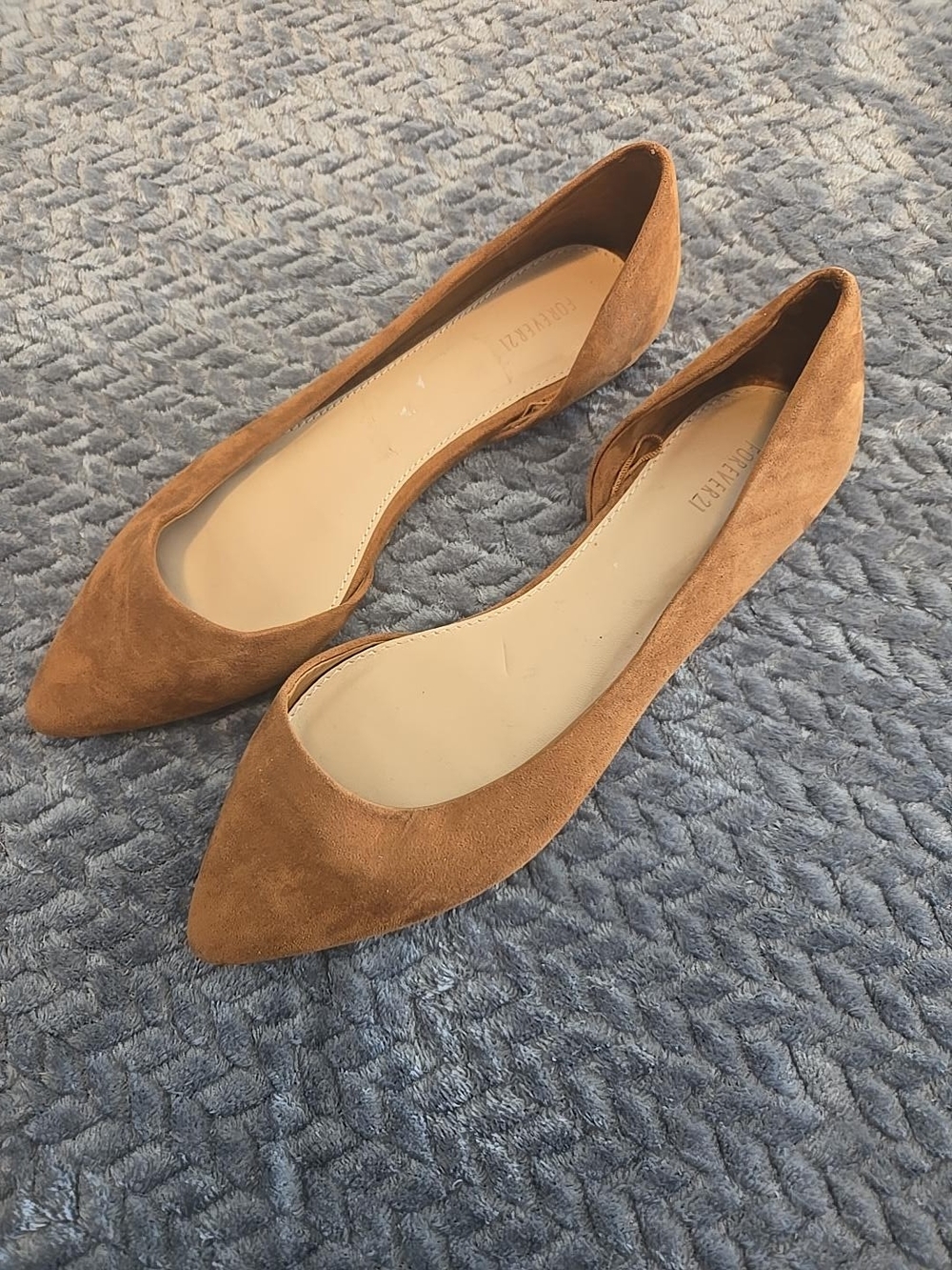 Forever 21 Women’s Tan Pointed Toe D’Orsay Flats Size 7.5